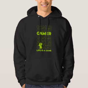 Let's Play Games Cool Hard Player Gamer Illustrati Hoodie