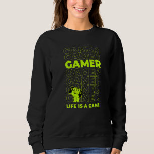Let's Play Games Cool Hard Player Gamer Illustrati Sweatshirt