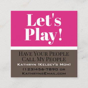 "Let's Play" Girls Playdate Square Business Card