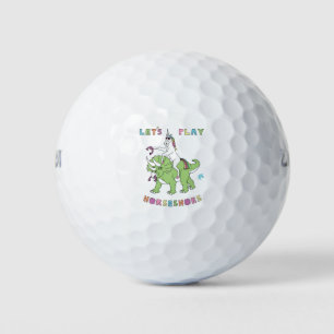Let's Play Horseshoes Unicorn Riding Dinosaur Golf Balls