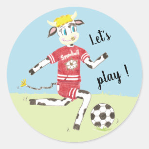 Let's play soccer cow stickers