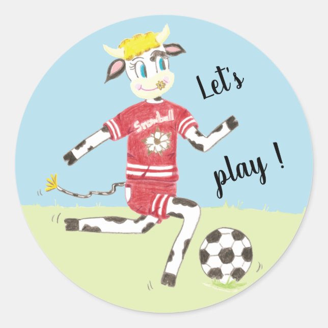 Let's play soccer cow stickers (Front)