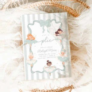 Let's Plié Teal Ballet Girls Ballerina Birthday Invitation