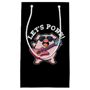 Let's Pork Funny Rock And Roll Pig Pun Dark BG Small Gift Bag