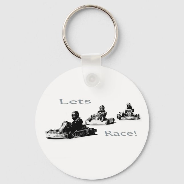 Lets Race - Go Cart Racers   Beverage  Key Ring (Front)