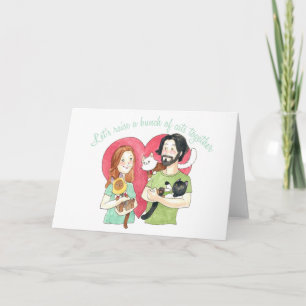 Let's raise a bunch of cats together valentine holiday card