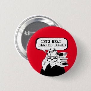 Let's Read Banned Books Retro  6 Cm Round Badge