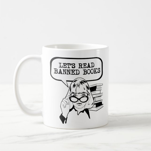 Let's Read Banned Books Retro  Coffee Mug (Left)
