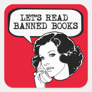 Let's Read Banned Books Retro Square Sticker