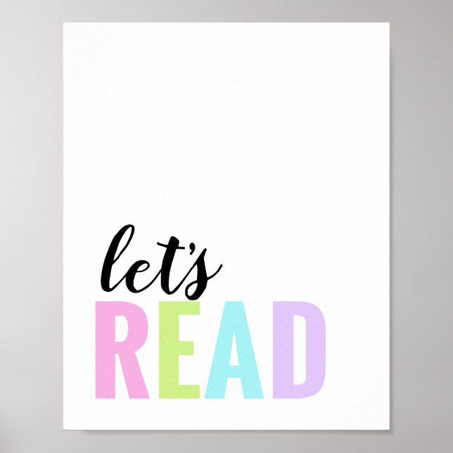 Let's Read Playroom Pastel Rainbow Poster (Front)