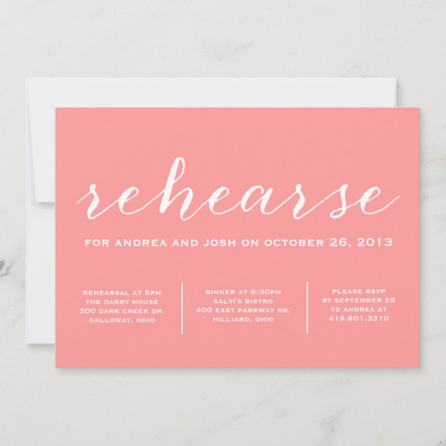 Let's Rehearse Calligraphy Invitation (Front)