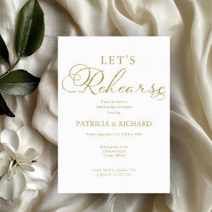 Let's Rehearse Simple Gold Foil Rehearsal Dinner Invitation