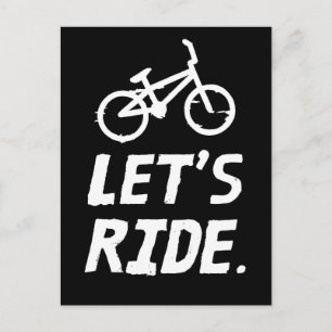 Let's Ride City and Mountain Cyclist Humour Postcard