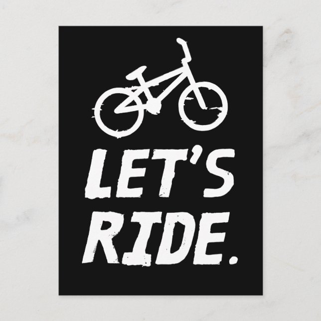 Let's Ride City and Mountain Cyclist Humour Postcard (Front)