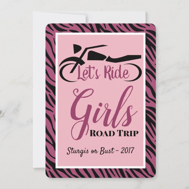 Let's Ride Girls Road Trip Invitation (Front)