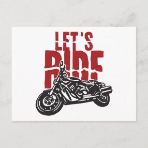 Lets Ride Motorcycle Design Postcard