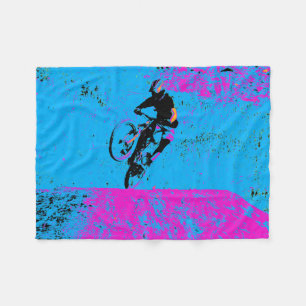 Lets Ride! - Mountain Biker  Fleece Blanket