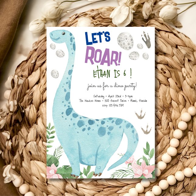 Let's roar Dino party kids birthday invitation (Creator Uploaded)