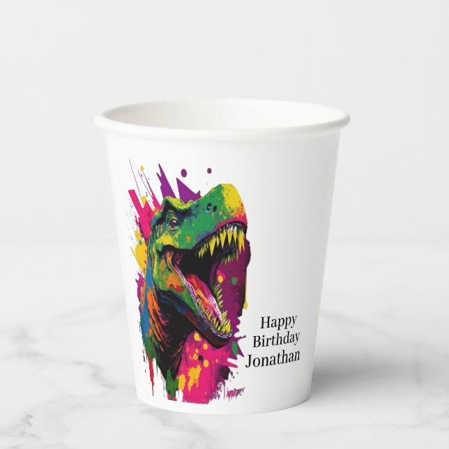 Let's Roar into a Dino-Mite Birthday Party! Paper Cups (Front)