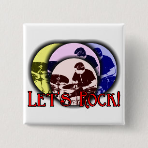 Let's Rock 15 Cm Square Badge