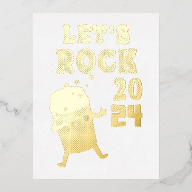 Let's Rock 2024 Foil Holiday Postcard (Front)