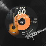 Let's Rock 60 Years Guitar Vintage Record Birthday Invitation<br><div class="desc">An elegant, music themed, guitar themed, fun birthday party invitation template in the shape of a vinyl record, that features an acoustic guitar, a fragment of a partition and the title "Let's Rock 60 Years". You can fully edit this template. It would make a great birthday party invitation for a...</div>
