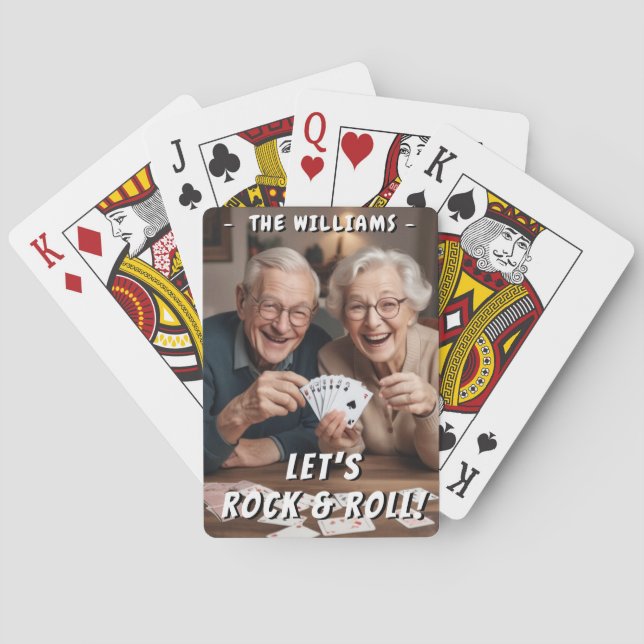 Let's Rock and Roll Funny Personalised Photo Playing Cards (Back)