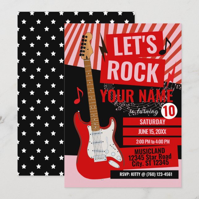 Let's Rock Birthday Invitation (Front/Back)