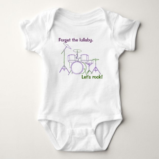 Let's Rock  Drum Set Baby Bodysuit (Front)