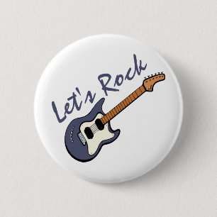 Let's Rock Guitar 6 Cm Round Badge