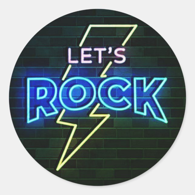 Let's Rock Lightning Bolt 2 Round Classic Round Sticker (Front)