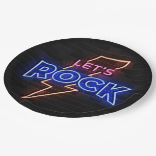 Let's Rock Lightning Bolt Paper Plate