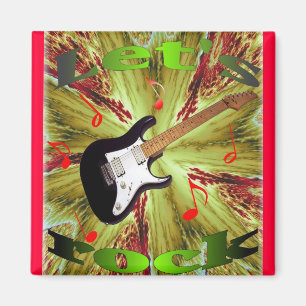 Let's Rock magnet with fractal background