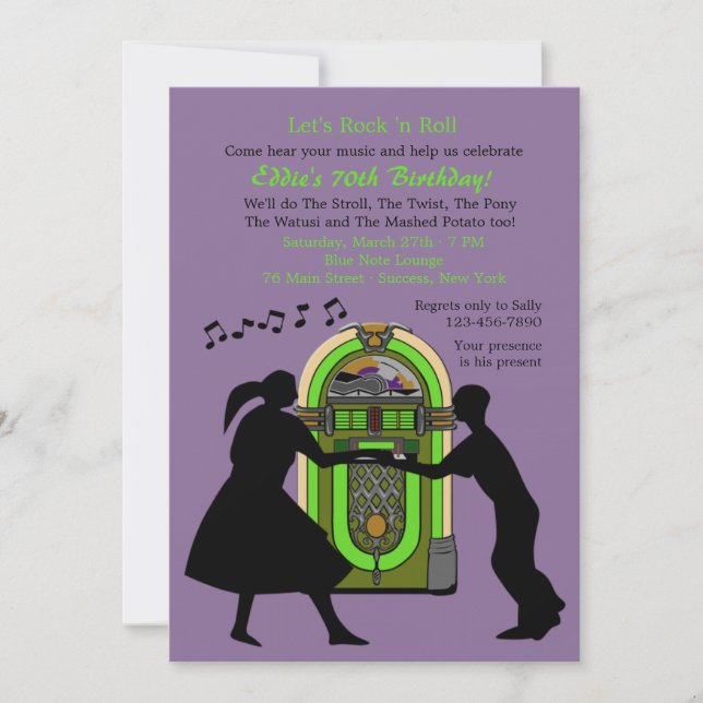 Let's Rock 'n Roll Party Invitation (Front)