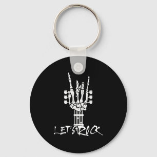 Lets Rock On Halloween Rock And Roll Skeleton Hand Key Ring