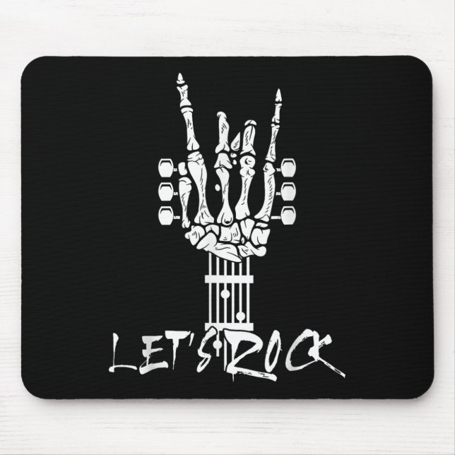 Lets Rock On Halloween Rock And Roll Skeleton Hand Mouse Mat (Front)