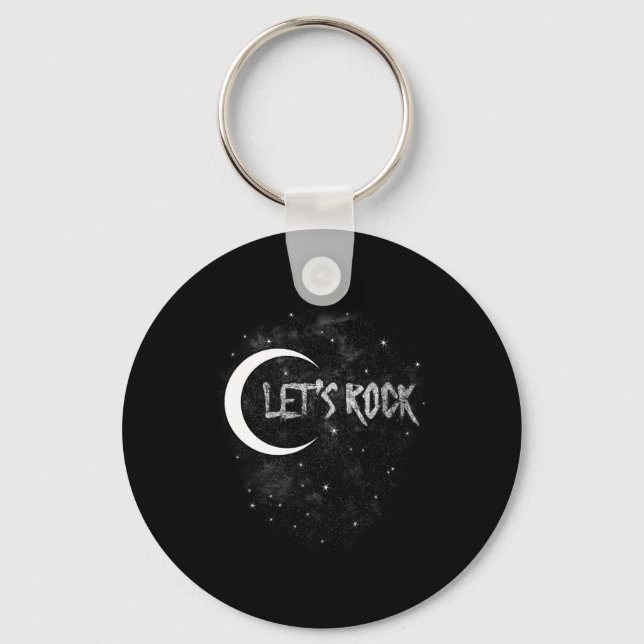 Lets Rock On Rock Star Moon With Stars Concert Ban Key Ring (Front)