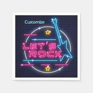 Let's Rock Retro Neon Napkin