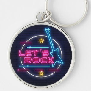 Let's Rock Retro Neon Round Key Ring