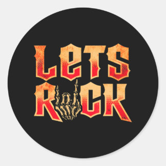 Lets Rock Rock n Roll Guitar Classic Round Sticker
