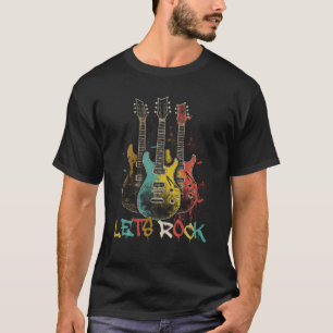 Lets Rock Rock n Roll Guitar Retro Graphic Tee for