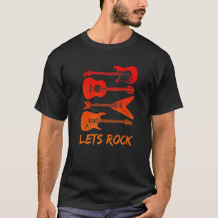 Lets Rock Rock n Roll Guitar Retro  Men Women Prem T-Shirt