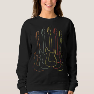 Lets Rock Rock N Roll Guitar Retro Multicolor Sweatshirt