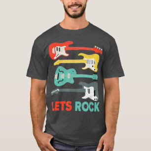 Lets Rock  Rock n Roll Guitar Vintage Retro Music  T-Shirt