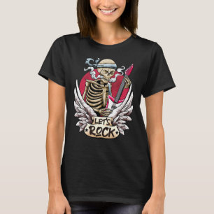 Lets Rock Rock&Roll Vintage Retro Skeleton Hand Ro T-Shirt