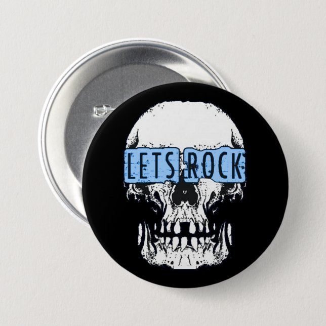 Let's Rock Skull Button (Front & Back)