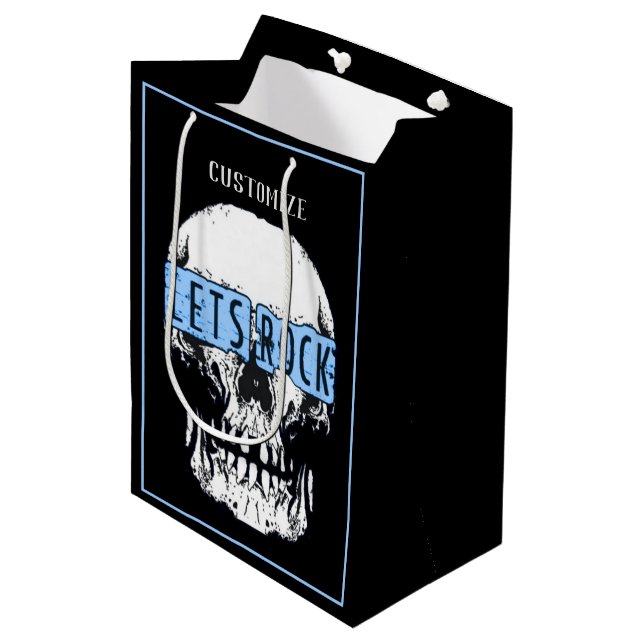 Let's Rock Skull Medium Gift Bag (Front Angled)