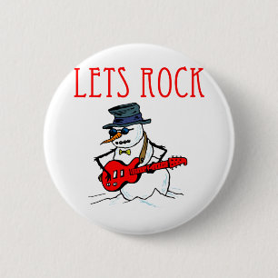 Let's Rock Snowman 6 Cm Round Badge