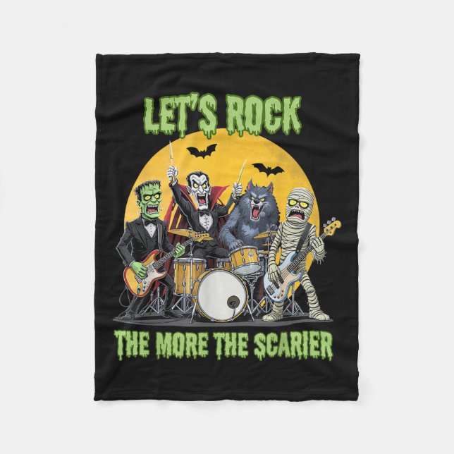 Lets Rock The More The Ier Clic Monsters Halloween Fleece Blanket (Front)