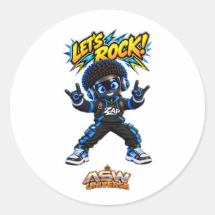 Let's Rock! Zap Cute AI Robot Rock and Roll Classic Round Sticker